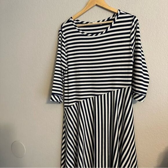 SOFT SURROUNDINGS ViviannaAsymmetric Stripe Ribbed Midi Dress |Size XL - Picture 4 of 10